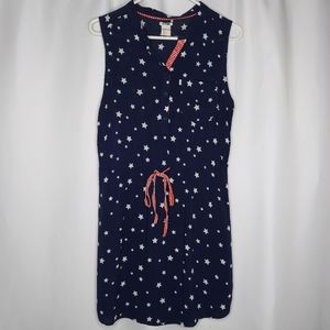 Levi's Button Shirt-Dress Large Sleeveless Stars Stripes Drawstring Pockets